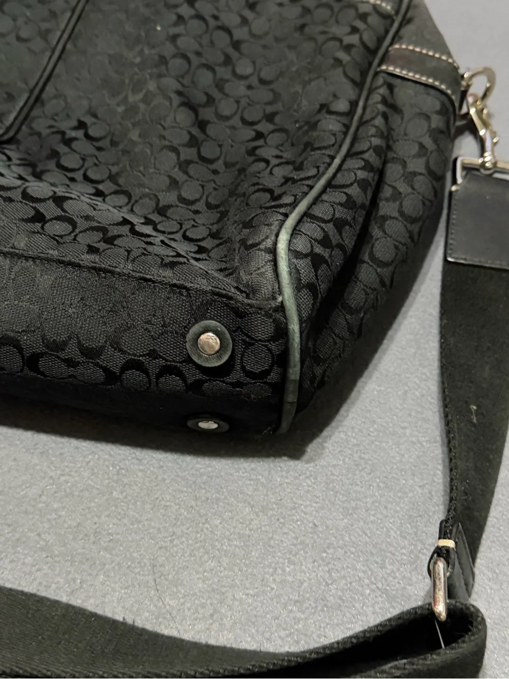 Coach Hudson Black Signature Jacquard Messenger Bag